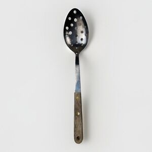 Robinson Stainless USA Slotted Spoon Vintage Wood Handle Riveted Kitchen Utensil